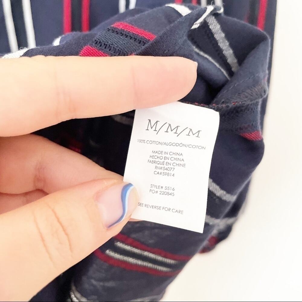 Cabi Striped Flag Blouse Style 5516 Navy Stripe Size Medium - Picture 3 of 8